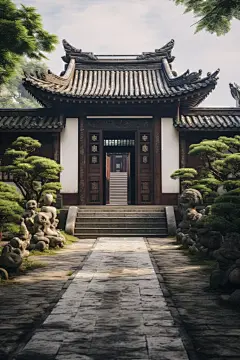 古代建筑四合院大门建筑摄影图