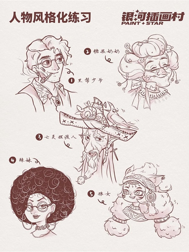 插画 _ 人物风格化头像练习（含分析过程...