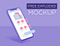 Free Exploded Mockup dribbble dark application flat app 3d freebie free ux mobile ui clean design ios iphone mock-up mockups exploded exploded view