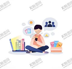 职场 【酷图网】插画,职场人士,职场手绘,学习男生手绘,扁平化职场,扁平化玩手机,扁平化学习,渐变插画