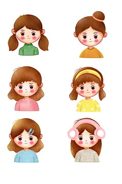 卡通手绘小女孩头像元素