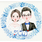 【温暖】婚礼插画定制 纯手绘婚纱照Q版 人物logo情人节定制礼物-淘宝网