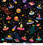 cute aliens pattern - stock vector
