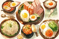 广东特色木桶饭煲仔饭美食插画