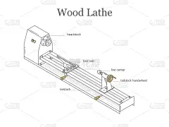 车床。矢量插图在一个极简的风格