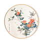 实木圆形水墨山水花鸟国画新中式玄关装饰画客厅背景挂画餐厅壁画-淘宝网