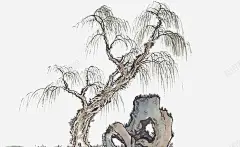 柳树水墨装饰 平面电商 创意素材