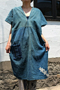 藍染古布　ちょっとつぎはぎカレンワンピース [DRESS-143]: 