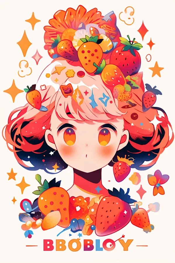 夏日橘色活泼扁平风多巴胺女孩穿搭人物插画