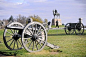 A lone visitor A visitor walks along the Union Army artillery pieces on Cemetery Ridge.