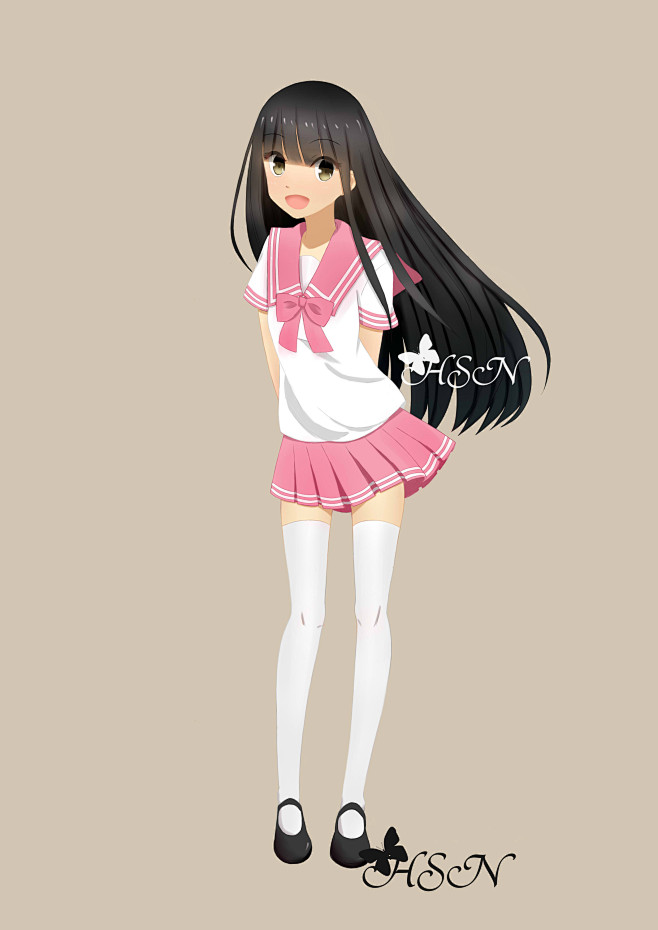 #水手服# #黑长直# #粉色水手服# ...
