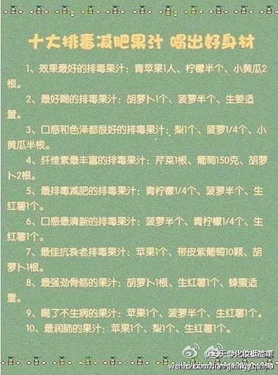 【十大排毒减肥果汁】喝出好身材，有木有想...