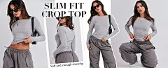 ANRABESS Women Long Sleeve Slim Fit Crop Top Going Out Tight T-Shirt Trendy Tees Streetwear at Amazon Women’s Clothing store