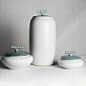 装饰罐 新中式家居饰品 竹韵储物罐客厅样板房装饰 陶瓷罐白色
