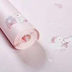 3d立体墙纸 环保儿童房女孩温馨卧室无纺布壁纸 卡通hello kitty-淘宝网