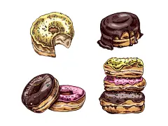 甜甜圈插画矢量图设计素材