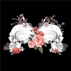 幽灵手绘恐怖朋克摇滚花卉骷髅头插图海报 AI矢量设计元素  (2)