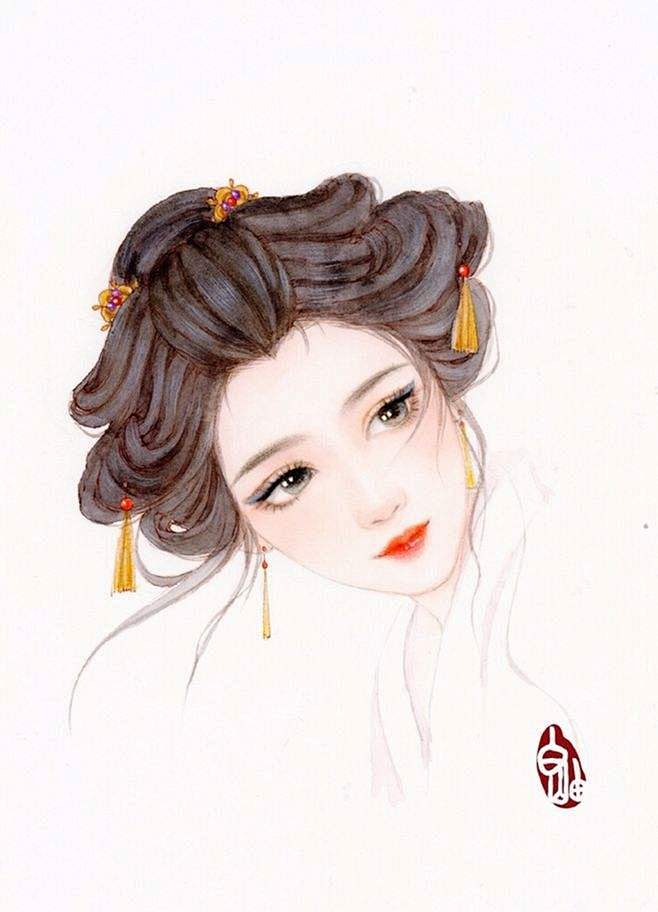  【插画师白岫古风少女手绘作品】
手如柔...