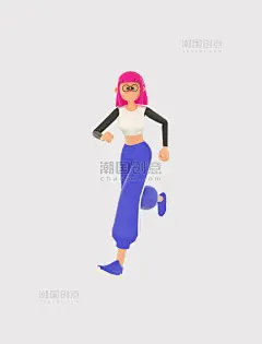 c4d跑步运动女生人物