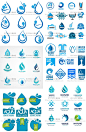 蓝色水滴形状标志图标logo水珠水花水资源图案设计AI矢量素材图片-淘宝网