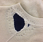 Collar repair | Stitch detail | Patched patch pullover | White and navy | Mending | by DARNED AND DUSTED