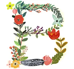 创意矢量手绘花卉字母