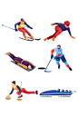 冬季奥运会扁平手绘卡通人物套图免扣元素-众图网