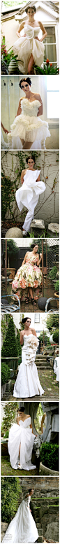 Joe Challita 婚纱系列，可爱的短款礼服，看起来像一个精致的花蕾即将绽放，露肩美人鱼礼服设有巧妙的翻褶边沿，让人联想起折纸艺术。