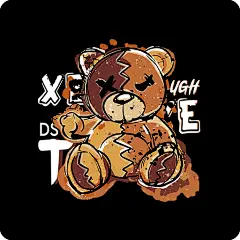 卡通小熊图案手绘小熊破碎熊印花素材