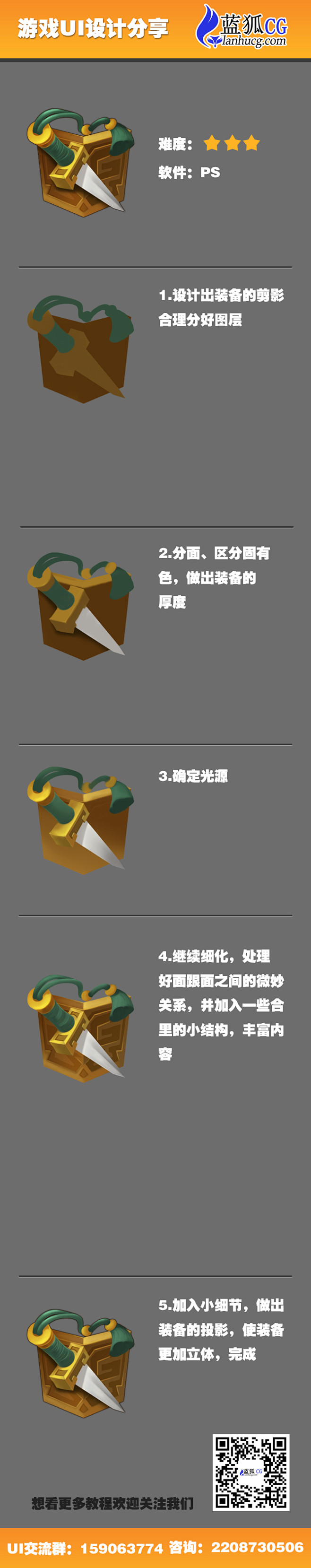 装备教程 游戏UI设计 UI教程 游戏图标UI交流群：159063774
