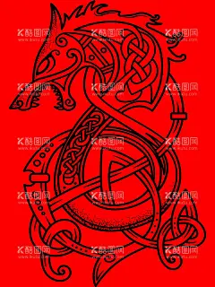 龙  - 源文件下载【酷图网】图腾,纹身,维京人,黑白,几何,矢量图,花纹,线条,图案,维京,