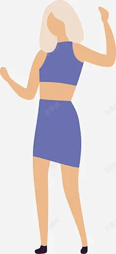 跳舞的美女卡通扁平人物图扁平等距插画人物合辑