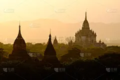 风景,巴加,寺庙,自然美,灵性,缅甸,水平画幅,无人,早晨,阿难达塔