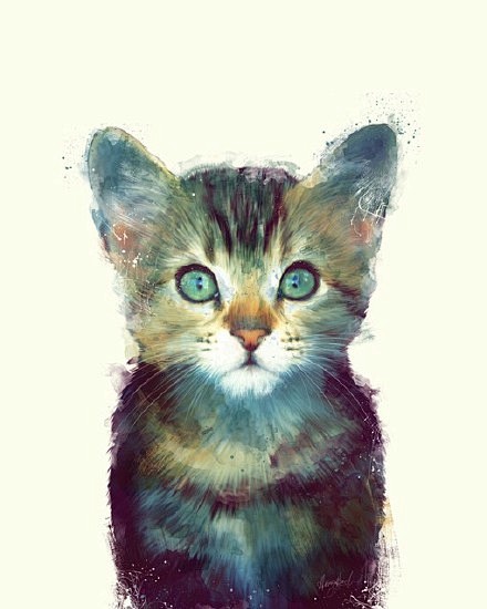  一组手绘超逼真的可爱小动物水彩画，栩栩...