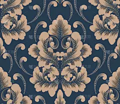 达摩无缝图案元素。矢量古典豪华老式花缎饰品，皇家维多利亚风格的壁纸无缝质感，纺织，包装。古色古香精致