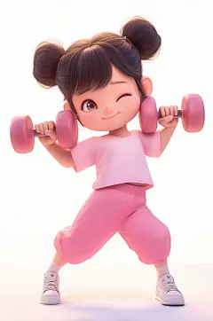 AI数字艺术CG风健身运动人物插画