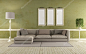 Modern sofa in a classic living room - 3D Rendering