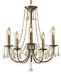 Tracy Hollywood Regency Antique Gold Glass 5 Light Chandelier chandeliers