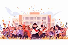 开学季扁平风插画海报-图巨人