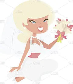 卡通复古新娘海报女郎