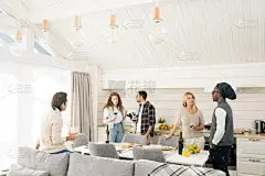 周末活动,友谊,有钱人,社交聚会,食品,女人,住宅内部,厨房,乐趣,幸福