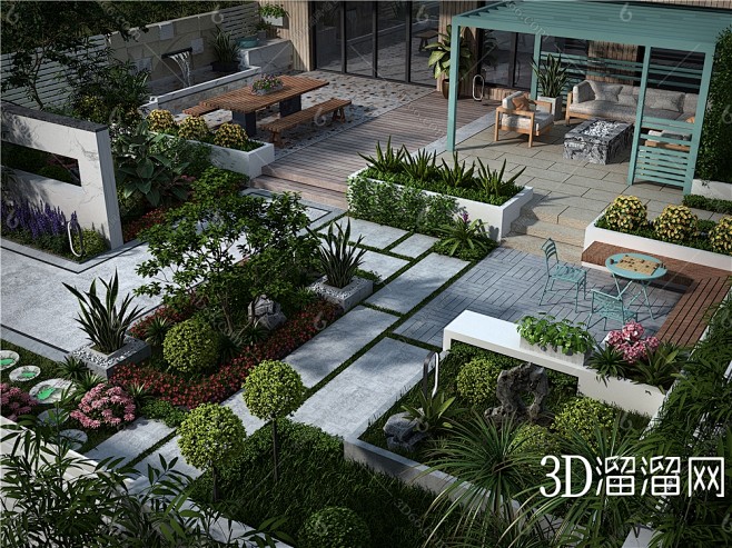 【现代庭院3D模型】-3D现代庭院3d模...