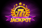 Casino, Jackpot, Big Win and level  : Vector shining Casino, Jackpot, Big Win and level Up on coloured background. Illustration for casino, slots, roulette and game UI. Icons on Separate Layers. ZIP include 6 AI, 6 EPS, 6 JPG