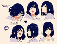 #绘画参考# 有关头发的画法，给头发苦手党的练习福利。n(*≧▽≦*)n
