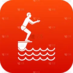 红色,男人,计算机图标,数字化显示,跳板,湿,图像,站,休闲,度假