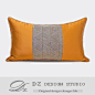 【原创设计】现代中式样板房抱枕/沙发靠包靠垫/桔色金箔拼接腰枕-淘宝网
