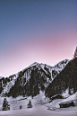 免费 雪山和绿松树 素材图片