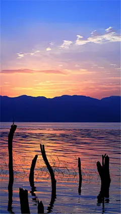 大理洱海边日出日落唯美风景精选手机壁纸图片