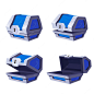 Free vector treasure chest opening animation set. vector illustrations of empty blue metal box with lock. cartoon game trunk or safe for pirate money isolated on white. ui element, game interface concept