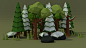 Low Poly Forest : 3D scene made on blender. 森林 low poly 低面低多边形lowpoly卡通图片